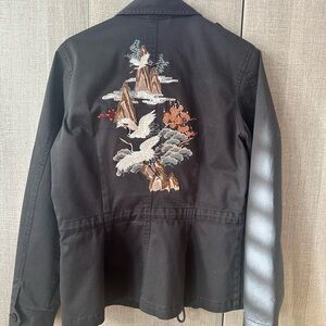 Embroidered Crane Utility Jacket